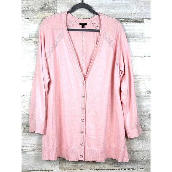 Talbots Sweaters - Talbots Womens 2X Plus Light Pink Button Up Lightweight Knit Cardigan Sweater